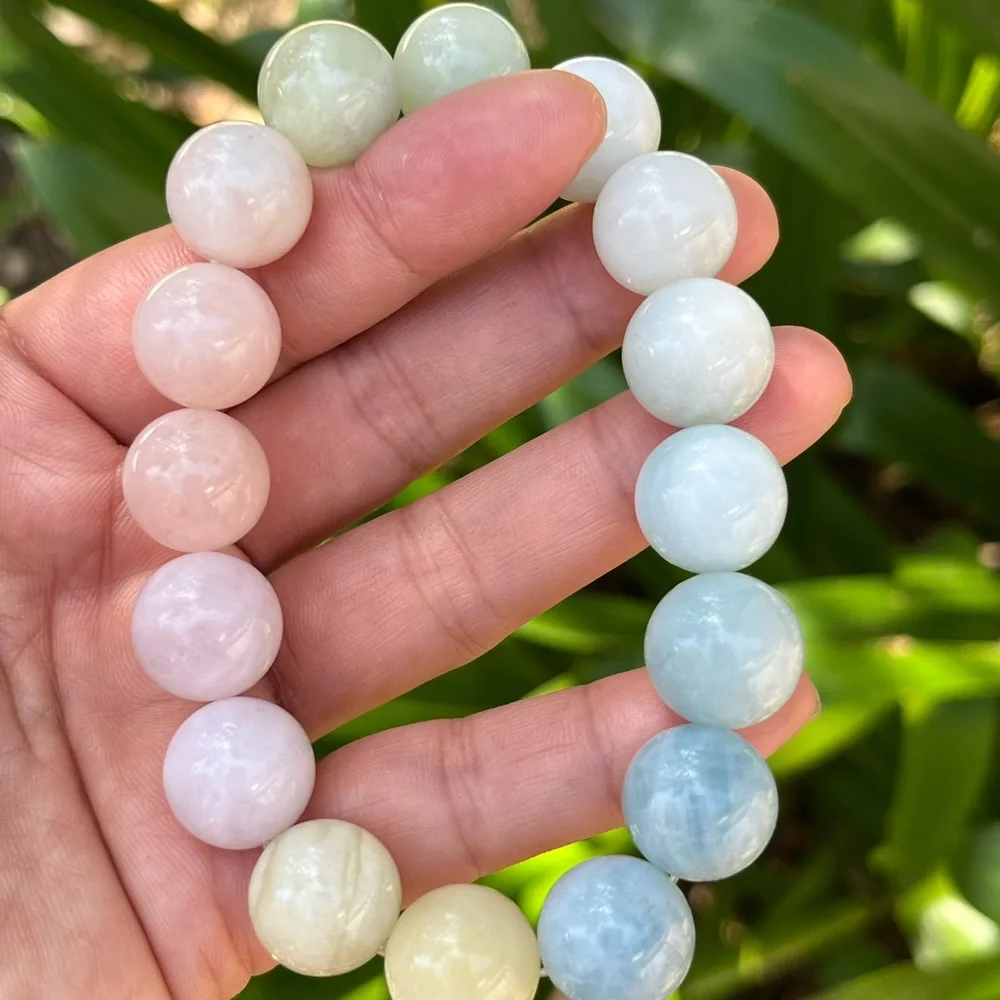 14mm stretchable chunky multicolor morganite‎ bracelet Palo